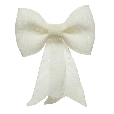 Decoris strik - wit met glitter pailletten?- 14 cm - kerststrik/kerststrikken - kerstversiering