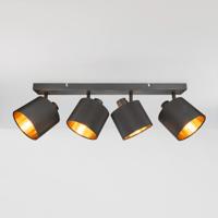 HOFTRONIC™ Jimmy LED Plafondspot - Stoffen kap - 4 spots - Kantelbaar - Draaibaar - Mat Zwart - E14 fitting - IP20
