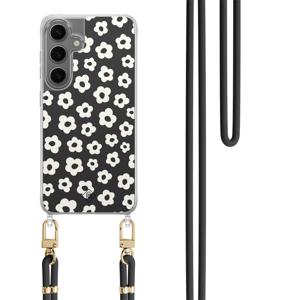 Samsung Galaxy S24 Plus hoesje met zwart koord - Retro bloempjes