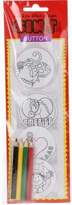 Sinterklaas button maken 6 cm doorsnee inclusief kleurpotloodjes