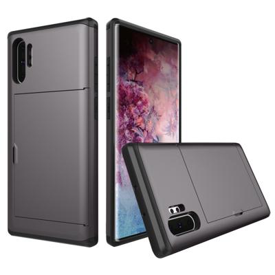 Schokbestendig robuuste Armor beschermhoes met kaartsleuf voor Galaxy Note 10 Pro (grijs)