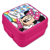 Disney Minnie Mouse broodtrommel/lunchbox voor kinderen - roze - kunststof - 14 x 8 cm - thumbnail