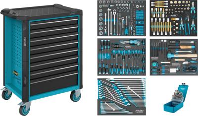 HAZET Gereedschapwagen - Assistent 179N - assortiment 179N-8/314 - 314-delig - Laden, ondiep: 7× 81 x 522 x 398 mm - Laden, diep: 1× 166 x 522 x 398