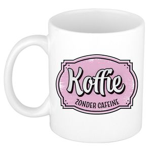 Cadeau koffie mok voor collega - kantoor humor - koffie zonder cafeine - roze - 300 ml