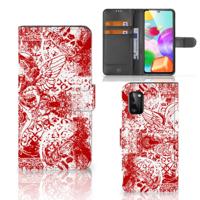 Telefoonhoesje met Naam Samsung Galaxy A41 Angel Skull Rood | Portemonnee hoesje