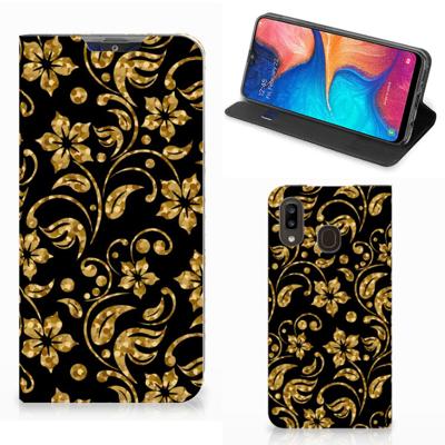 Samsung Galaxy A30 Smart Cover Gouden Bloemen Samsung Galaxy A30 Smart Cover Gouden Bloemen
