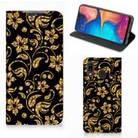 Samsung Galaxy A30 Smart Cover Gouden Bloemen