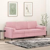 Driezitsbank met sierkussens 180 cm fluweel roze Driezitsbank met sierkussens 180 cm fluweel roze