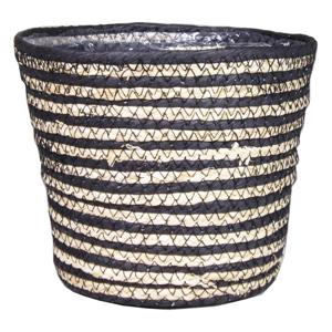 Bela Arte Plantenpot - rotan - naturel / zwart - 19 x 16 cm