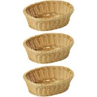 Gevlochten mandje - 3x - ovaal - 23 x 29 x 9,5 cm - fruitmand/broodmand - Tafel dekken