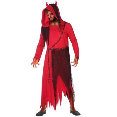Horror Halloween duivel/kwelgeest verkleed kostuum voor heren - zwart/rood