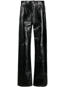 Marine Serre pantalon Moonogram en cuir - Noir