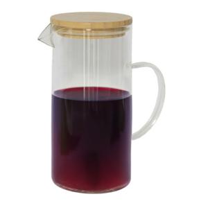 Sapkan/schenkkan karaf met deksel - 1.5 liter/1500 ml - transparant - glas - bamboe deksel