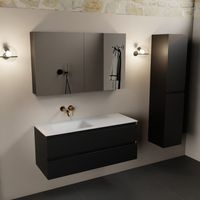 Mondiaz Aivy badmeubel 120cm urban met wastafel solid surface talc links zonder kraangat en spiegelkast - thumbnail