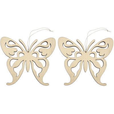 2x Houten vlinders 16,5 x 14 cm ophang decoratie