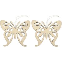 2x Houten vlinders 16,5 x 14 cm ophang decoratie