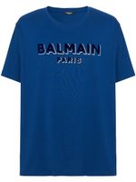 Balmain t-shirt en coton biologique à logo floqué - Bleu - thumbnail