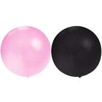 Bellatio Decorations Ballonnen - groot formaat - 10x stuks - zwart en roze - Diameter 60 cm