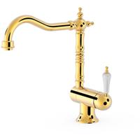Keukenkraan Tres Clasic | Opbouw | 360° Draaibaar | Mengkraan | 1-hendel | Vintage | 24k Goud glans