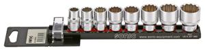 Doppenset 3/8", 12-kant (SAE) 8-dlg. op rail 200801