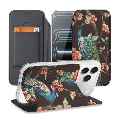 Book Cover Apple iPhone 17 Pro Pauw met Bloemen