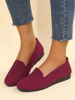 Women Casual Ribbed Fly-knit Fabric Slip On Shoes - thumbnail