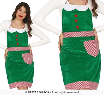 Kerst Schort Elf Fluweel Groen Vrouw