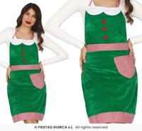 Kerst Schort Elf Fluweel Groen Vrouw