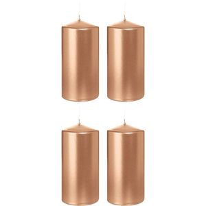 4x Rosegouden woondecoratie kaarsen 6 x 12 cm 40 branduren