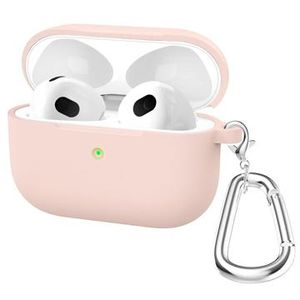 AirPods 3 Siliconen Hoesje met Sleutelhanger A060 - Lichtroze