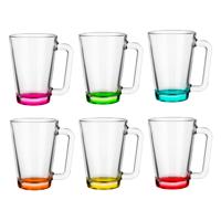 Glasmark Theeglazen - gekleurde basis - glas - 6x stuks - 300 ml - koffieglazen Glasmark Theeglazen - gekleurde basis - glas - 6x stuks - 300 ml - koffieglazen
