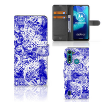 Telefoonhoesje met Naam Motorola G8 Power Lite Angel Skull Blauw