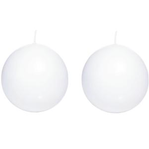 Trend Candles Bolkaars glad - 2x - wit - 7 cm - 16 branduren - ronde kaarsen