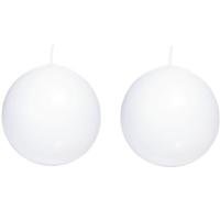 Trend Candles Bolkaars glad - 2x - wit - 7 cm - 16 branduren - ronde kaarsen