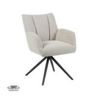 LABEL51 Eetkamerstoel Padua - Naturel - Royal Boucle - Zwart Metalen Frame