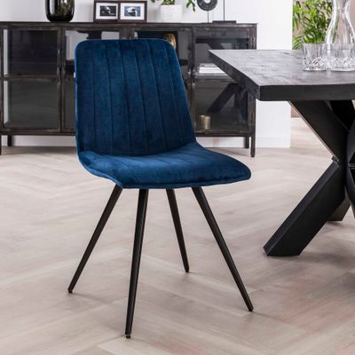 Eetkamerstoel 'Cora' Velvet, kleur Blauw