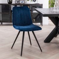 Eetkamerstoel 'Cora' Velvet, kleur Blauw Eetkamerstoel 'Cora' Velvet, kleur Blauw