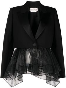 Alexander McQueen blazer à détails en tulle - Noir
