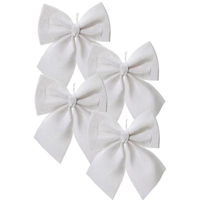 Decoris Kersthanger strik - 4x - wit - polyester - glanzend - 24 cm - kerstornament