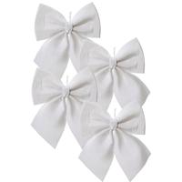 Decoris Kersthanger strik - 4x - wit - polyester - glanzend - 24 cm - kerstornament