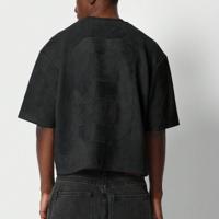 Bon&Bon Black Suedette Crop Fit Short Sleeve Tee | Loose Casual T-Shirt Black / S