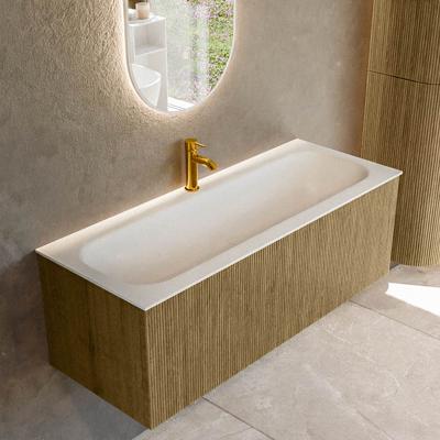 Badmeubel Mondiaz Kurve | 120 cm cm | Meubelkleur Dusk | Wastafelkleur Talc | Solid surface | Wasbak midden spoelbak | 1 kraangat