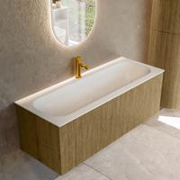 Badmeubel Mondiaz Kurve | 120 cm cm | Meubelkleur Dusk | Wastafelkleur Talc | Solid surface | Wasbak midden spoelbak | 1 kraangat