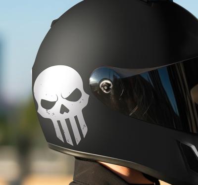 Schedelhelm ontwerp motor sticker