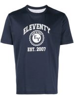 Eleventy t-shirt en coton à logo imprimé - Bleu - thumbnail