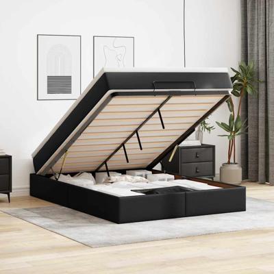 Ottoman bed met matras 140x190cm kunstleer zwart