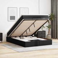 Ottoman bed met matras 140x190cm kunstleer zwart