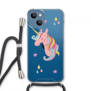 Roze eenhoorn: iPhone 13 mini Transparant Hoesje met koord