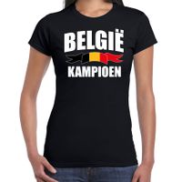 Belgie kampioen supporter t-shirt zwart EK/ WK voor dames - thumbnail