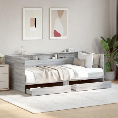 Slaapbank met lades zonder matras 90x190 cm grijs sonoma eiken